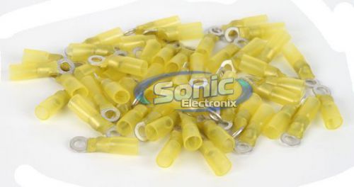 Xscorpion hsrt10y 50-pack yellow 12/10 awg gauge heat-shrinkable ring terminals