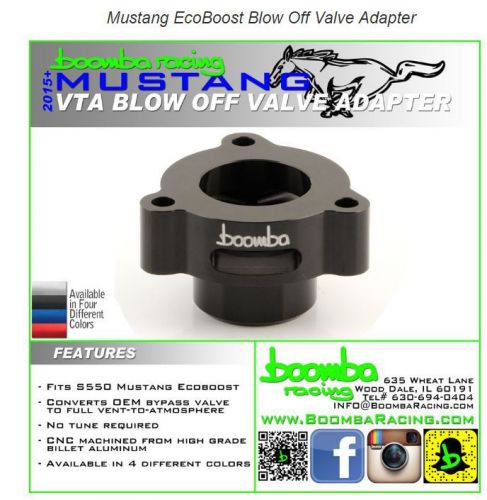 Boomba racing - mustang ecoboost blow off valve adapter 2015 2016 - new - black