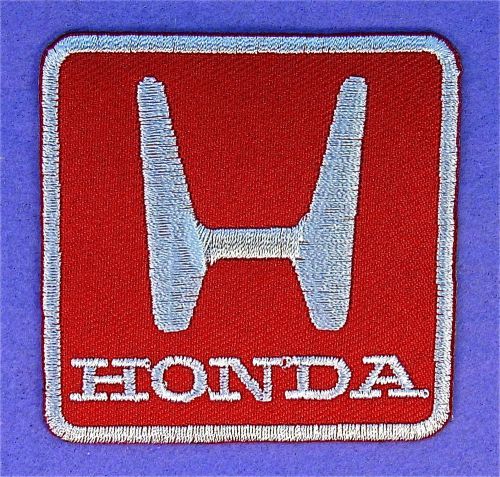 Honda car - truck embroidered 2 3/8&#034; x 2 3/8&#034; iron on patch red &amp; silver