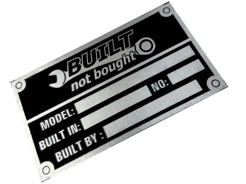 Pack of 5 aluminium built not bought etched plate for bikes/cars