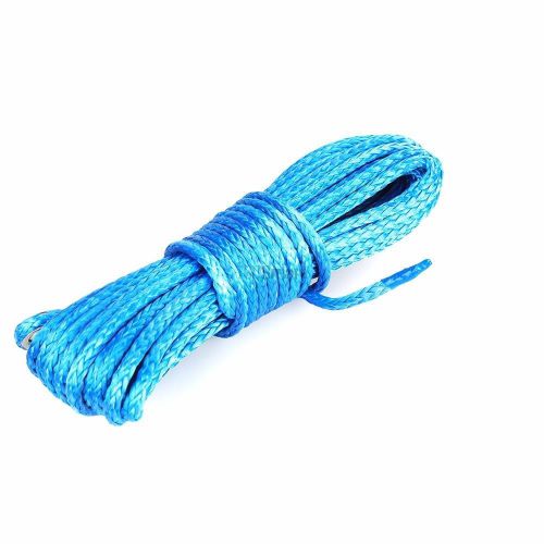 1/4&#034; x 50&#039; blue synthetic winch line cable rope 6500+ lbs heavy duty with sheath