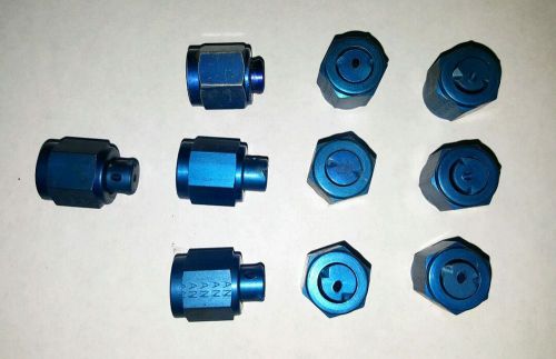 Lot of 10 an flare cap fittings - blue anodized