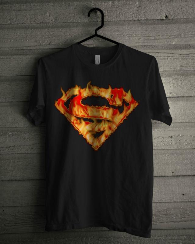 New superman smallville clark kent burn out logo black t-shirt size l (s-3xl av)