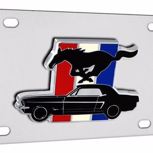 Ford mustang pony 3 color bar 3d emblem license plate - officially licensed