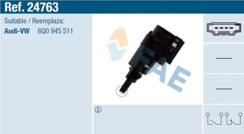 24763 stop light switch audi a3 seat skoda vw golf polo touran 6q0 945 511