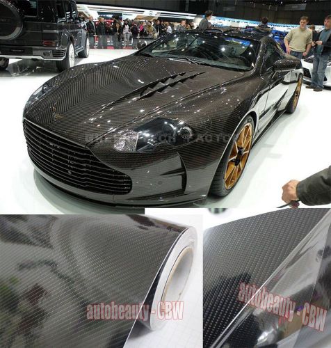 Full roll - 6d glossy ultra shining black carbon fiber vinyl wrap sticker sheet