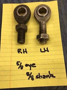 Pair used rod ends - 5/8&#034; eye, 5/8&#034; shank, rh and lh