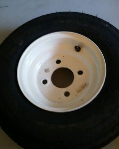 Lot 2 pair new 4.80-8 2 plies trailer tires on 8" 4 lug white steel wheels kings