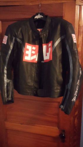 Yoshimura black leather hardshell bike jacket size 48