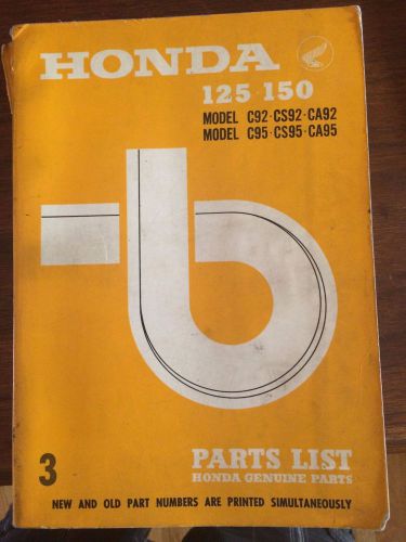 Honda motorcycle parts manual: 125 150 models c92, cs92, ca92, c95, cs95, ca95