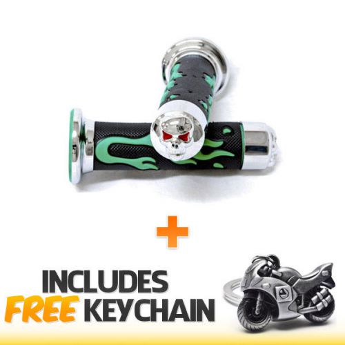 Universal atvs &amp; pwc rubber comfort hand grips (7/8&#034;) green+sportbike keychain