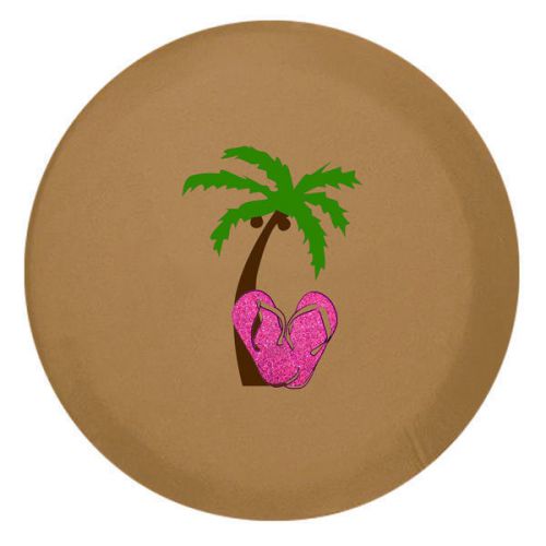 Jeep suv spare tire cover 31 inch - glitter flip flops - palm tree - spice