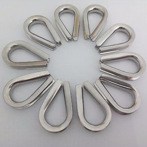 1/4" wire rope cable thimble marine 316 stainless steel heavy duty 10 pcs