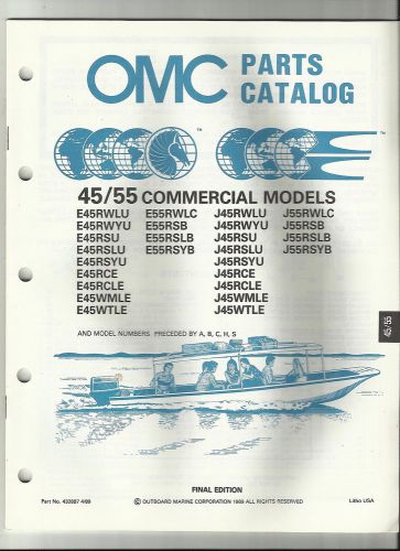 45/55 commercial models 1989 omc parts catalog evinrude johnson outboard motor