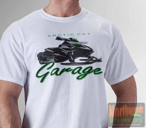 Arctic cat men&#039;s snowmobile garage tee / t-shirt - white 5253-25