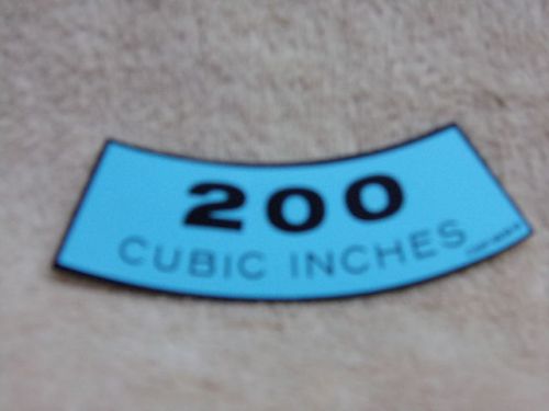 1965 - 1969 mustang 200 cubic inches air cleaner decal