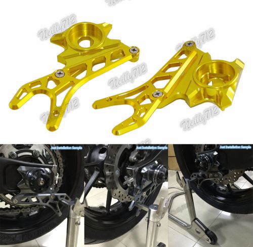 Cnc rear wheel axle stand hook set gold for 2013-2016 yamaha mt-07 fz-07 rm04
