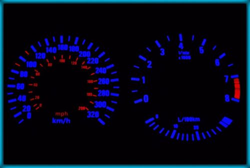 G024 e30 non-m3 82-94 eu 320kmh white/blue el plasma glow gauges cluster dials