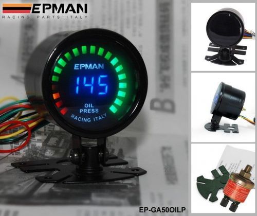 2015 racing 52mm digital 20 led psi oil press pressure gauge meter with sensor