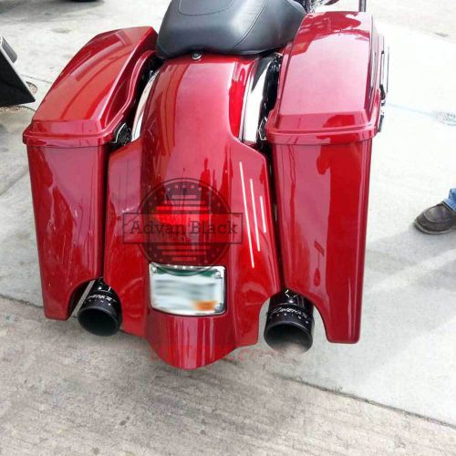 Ember red sunglo 4.5&#034; stretched saddlebags fit 14-17 road street electra glide