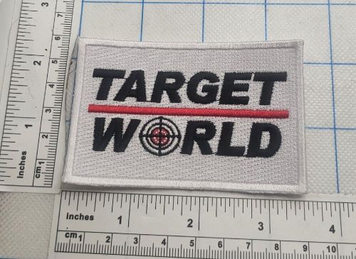 Target world embroidered patch vest jacket club sports 3.5" x 2.25"