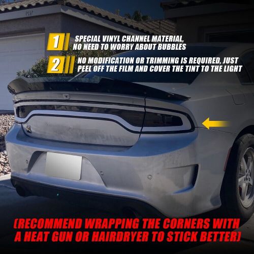 4X White Blackout Tail Light Vinyl Tint Film Overlay For 2015-2023 Dodge Charger, US $59.99, image 4