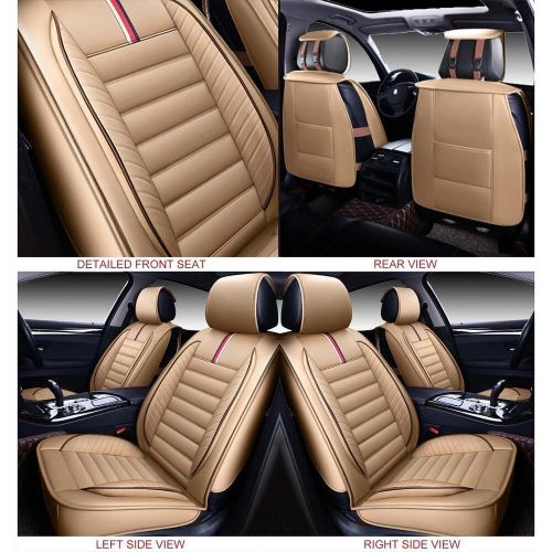 Car Seat Covers Premium Waterproof Faux Leather Cushion Universal Full Set Tan, US $75.00, image 6