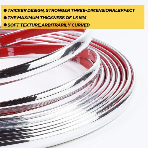 Car chrome body moulding trim strip door guard protector 0.4inchx24.6ft