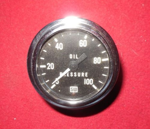 Vintage Stewart Warner 2 1/8" 5-100 psi 1/2 white needle mech. oil pressure gage, US $45.00, image 6