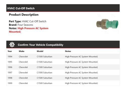 For 1994-1999 Chevrolet C1500 Suburban HVAC Cut-Off Switch 4 Seasons 1995 1996, US $89.29, image 7