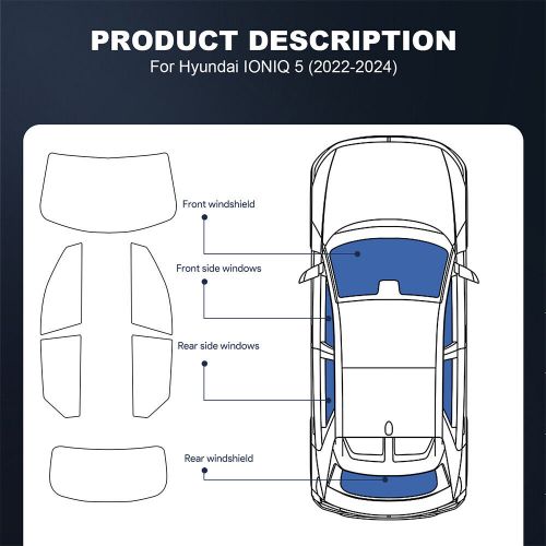 Full Car Precut Nano Window Film 8% Tint Shade for Hyundai IONIQ 5 2022-2024, US $79.99, image 8