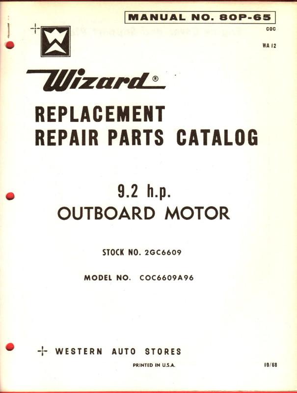 Vintage wizard 9.2hp replacement parts manual - coc6609a96