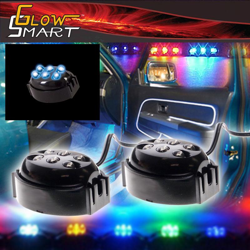 2 x led pod light 6 led ultra bright door dome dash panel interior 12v blue