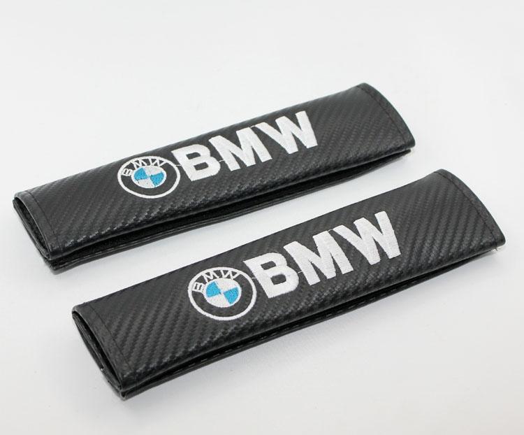 A pair sport carbon fiber seatbelt cover shoulder pads for bmw x3 x5 x6 z4 m3 m5