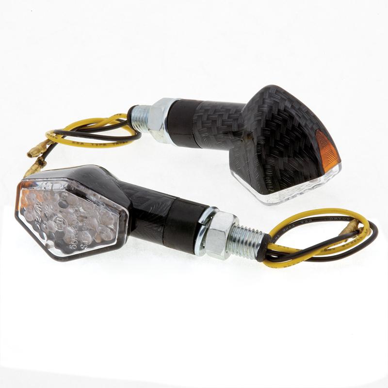 Lp usa sportbike motohex short stalk led turn signal carbon/clear lens