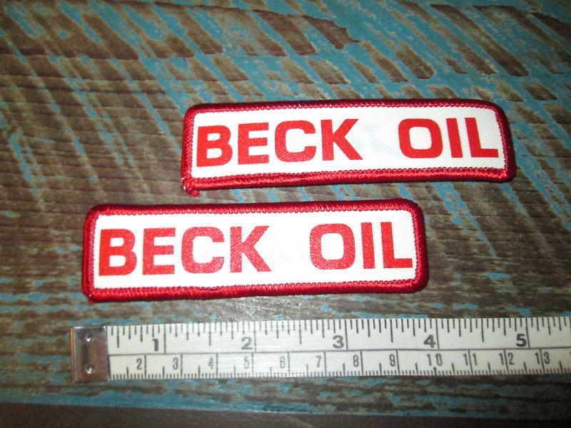 Two beck oil service station mechanic uniform patch dickies racing