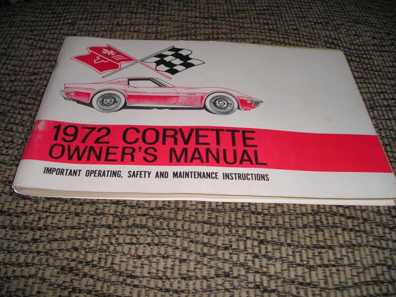 1972 original rare 1st ed. corvette owners manual with corvette full news card