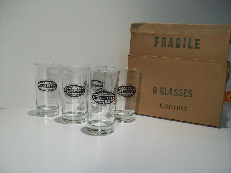 5 new ford escort glasses, in original box.