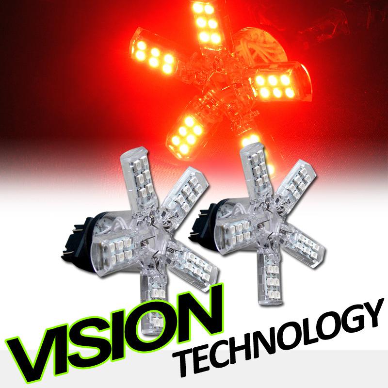 2pc red 3157 spider lite 5-arm 40x smd led front turn signal/parking light bulbs
