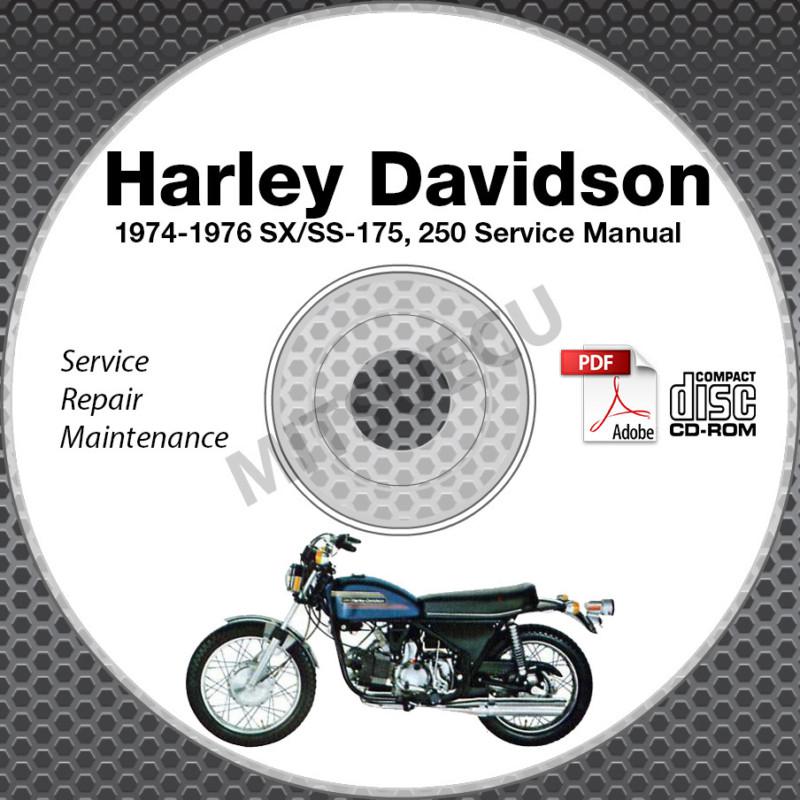 1974-1976 harley davidson sx 175 250 enduro service manual cd repair shop ss
