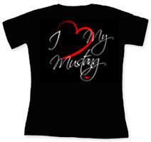 Gals: i love my mustang shirt - black w/ red heart new & free usa shipping! wow!