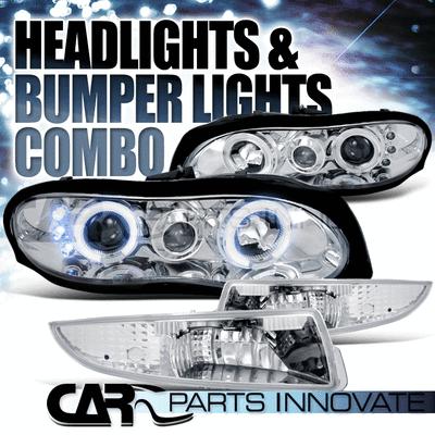 Chevy 98-02 camaro chrome dual halo projector led headlights+clear bumper lamps