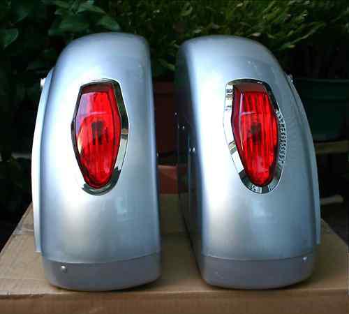 LN Silver Motorcycle Hard Saddlebags with Clear Lens, US $124.95, image 2