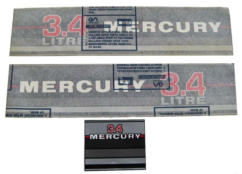 Mercury marine 3.4l outboard motor decal set oem v-3.4 vintage