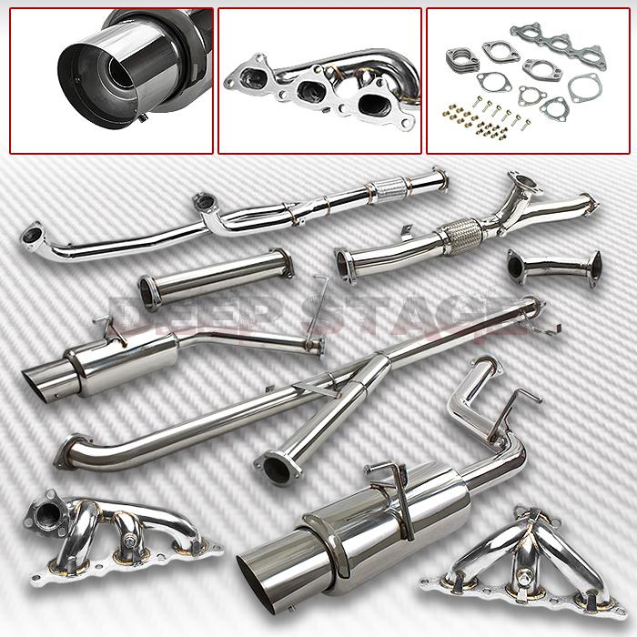 Buy STAINLESS DUAL CAT BACK EXHAUST 4" TIP MUFFLER+HEADER 9199 MIT