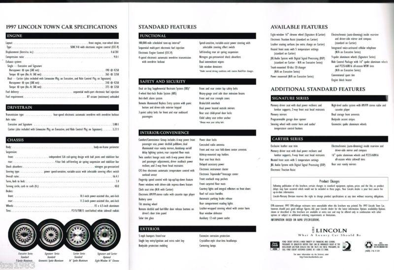 Buy 1997 LINCOLN TOWN CAR Brochure / Catalog with Color Chart in Hull