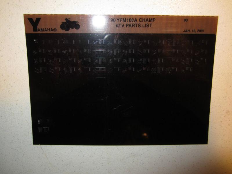 Buy 1990 Yamaha ATV YFM100A Champ Microfiche Parts Catalog YFM 100 A in