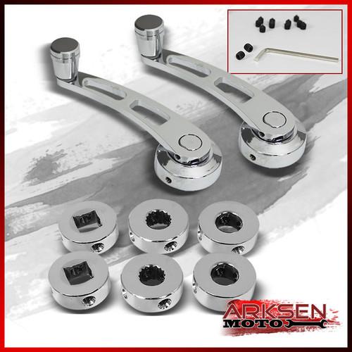 Aluminum chrome window crank door handle knob pair+3 adapters+screws set new