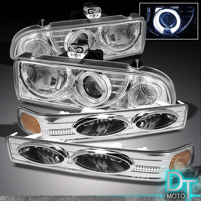 98-04 chevy s10 blazer halo projector headlights +bumper signal lights lamps