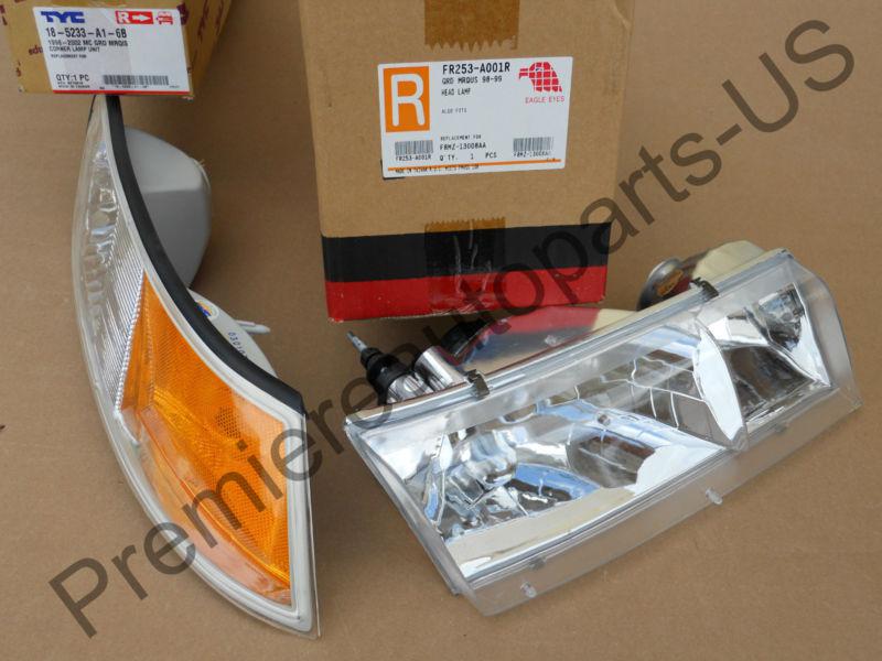 1998-2002 grand marquis brand new headlight & marker light right side 2pcs